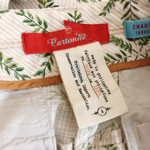 Anthropologie Cartonier 4 Womens Leaf Print Charlie Trouser Pant - Picture 4 of 7